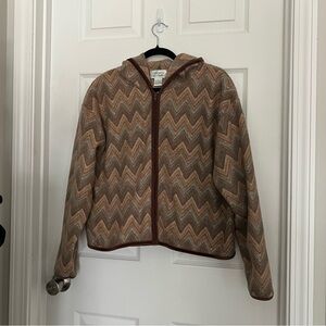 Zig Zag Print Zip Up Hoodie | Size L